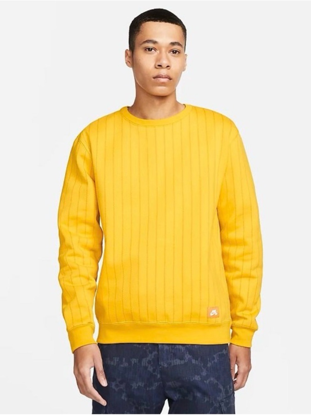 Nike SB Stripe Crew Sweatshirt, University Gold, Size XL Tall